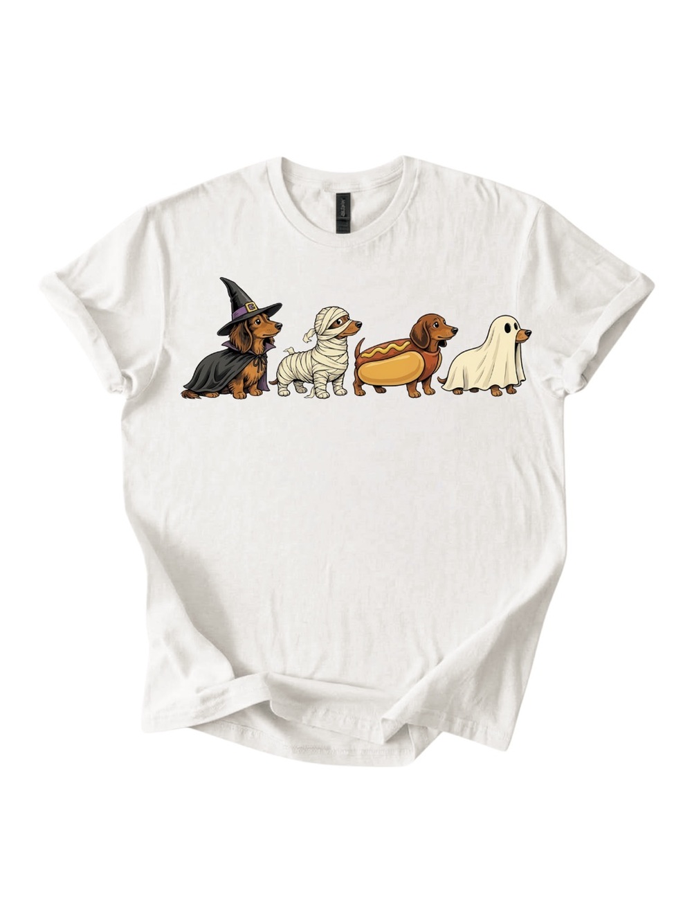 Gildan Halloween Dachshund Graphic Tee - White